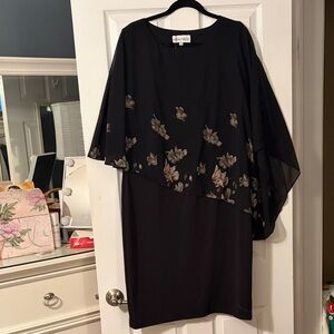 Elegant Black Asymmetrical Floral Dress
